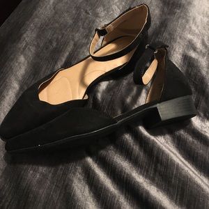 Black Ankle Strap Flats